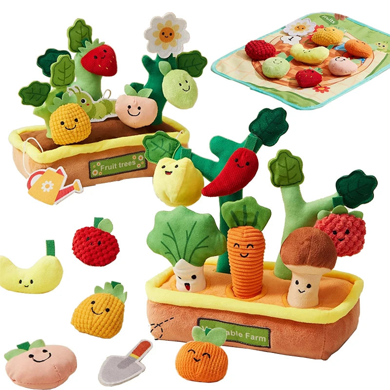 A set of Montessori pulling carrot toys featuring various shapes and colors for fine motor skill development.