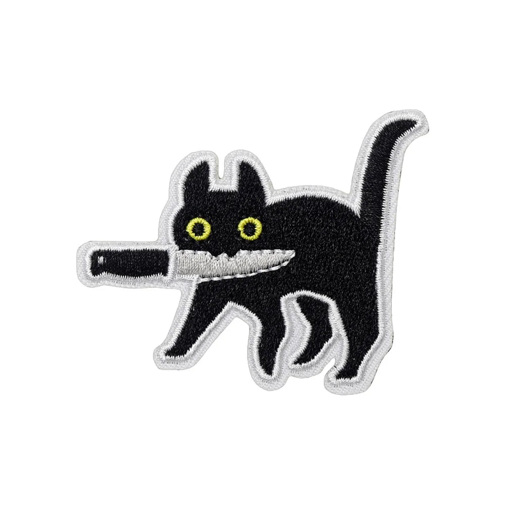 Assassin Cat Embroidered Patch – Funny Hook & Loop Badge