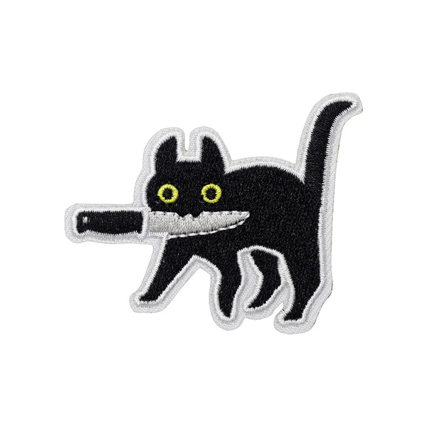 Assassin Cat Embroidered Patch – Funny Hook & Loop Badge