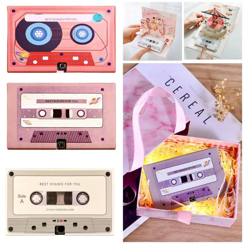 Recordable Voice Greeting Card with Cassette Design
