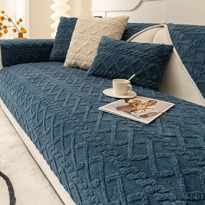Plush Non-Slip Sofa Cover with Quilted Cotton