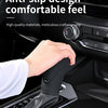 A hand is shown placing a black silicone gear shift cover onto a vehicle's transmission.