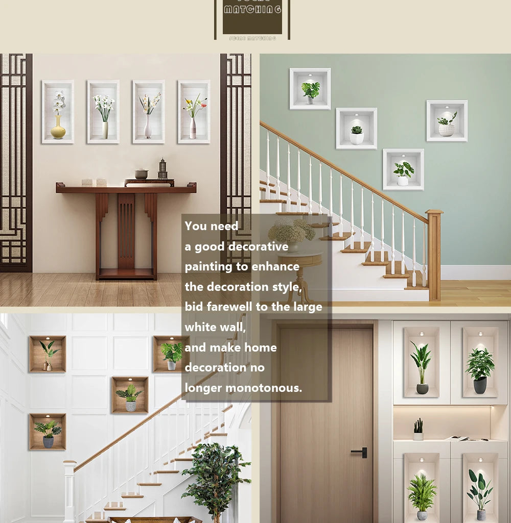 Self-Adhesive PVC Plant Wall Stickers – Waterproof & Oil-Resistant Decor for Cabinets, Tiles & More