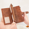 Vintage RFID-Blocking Long Wallet with Wristlet Strap