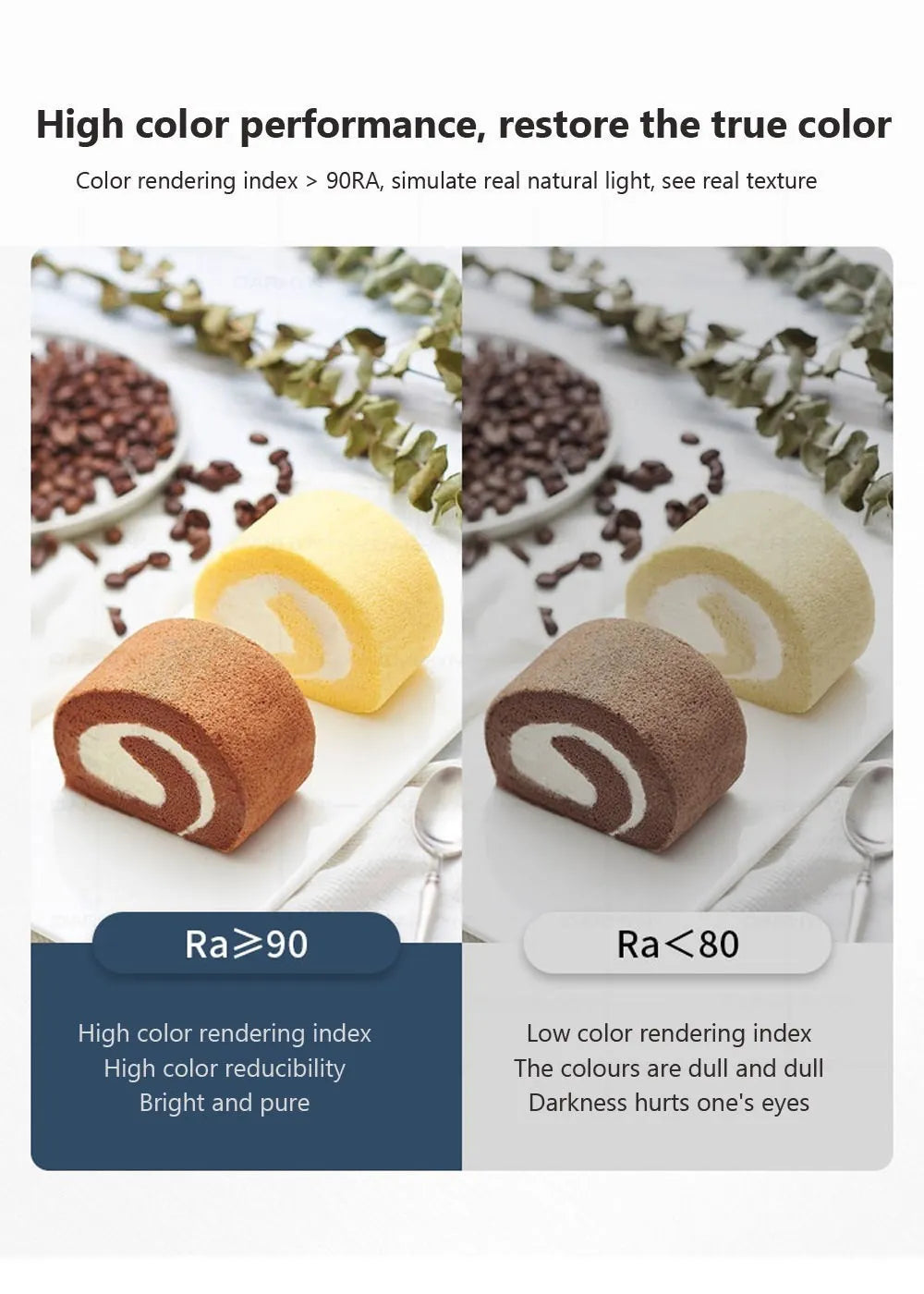 A close-up of a rolled yellow and brown fabric demonstrating color rendering index performance.