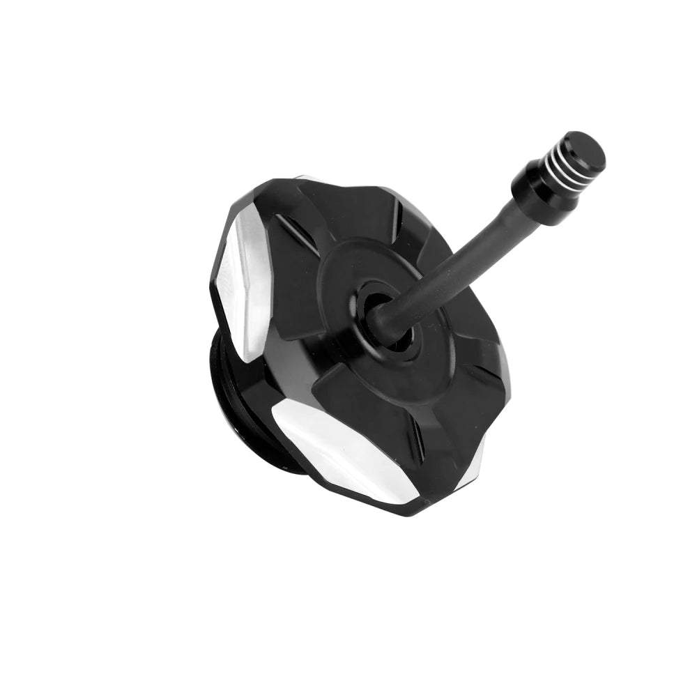 Black CNC aluminum gas cap for Honda CRF110 and CRF125 motorcycles.