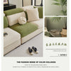 A close-up of a cozy jacquard fleece sofa cover with anti-slip backing in olive green and cream tones.
