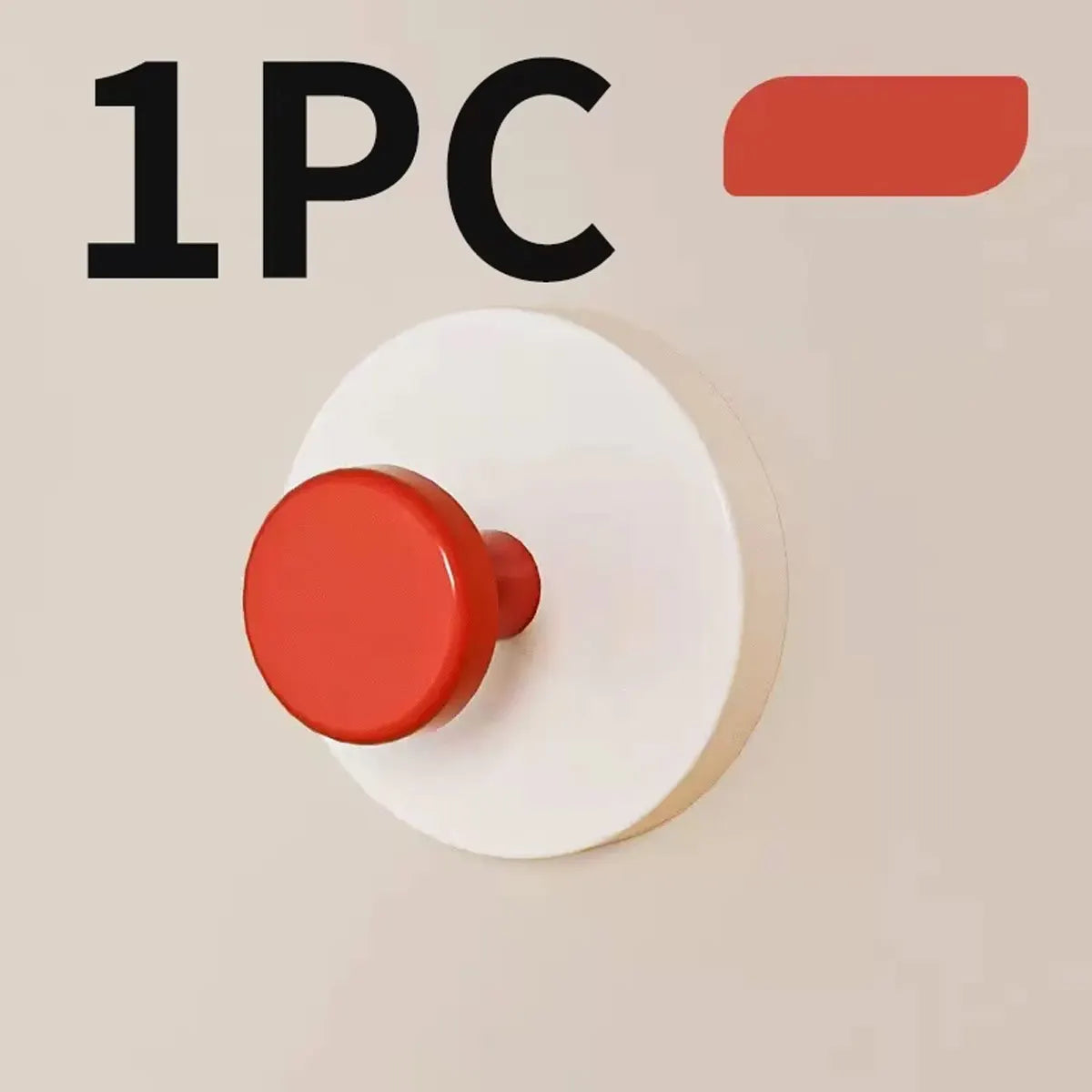 One piece of a red suction cup hook product shown against a light background.