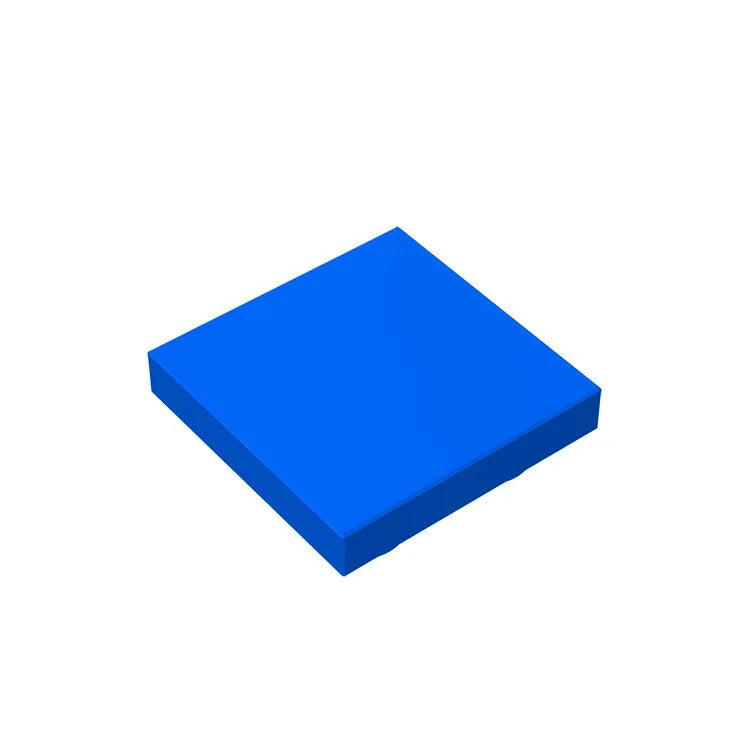 A pack of twenty two by two reverse light panels for building blocks in bright blue.
