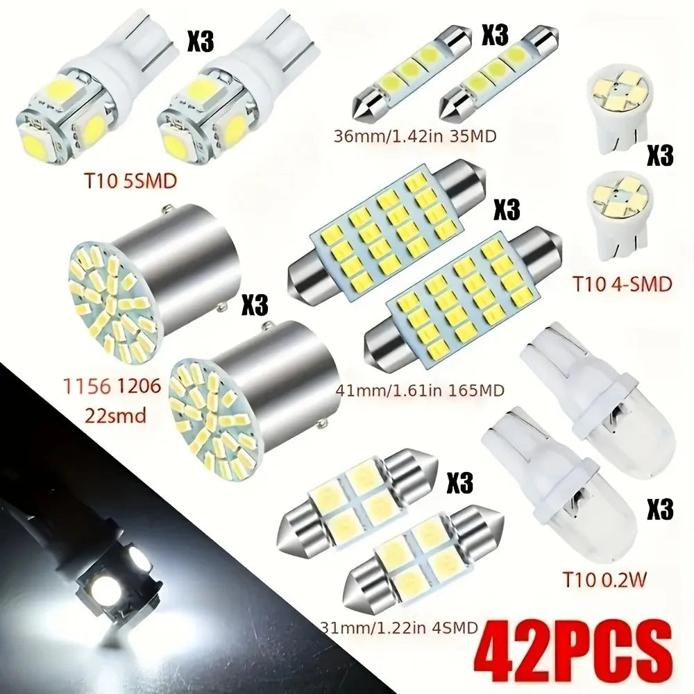 Complete 42-Piece LED Interior Light Kit for Cars