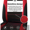 Interior view of a car seat showing the waistline design features and comfort options like breathable, soft, skin-friendly, a