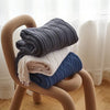 Khaki Knitted Throw Blanket with Tassels