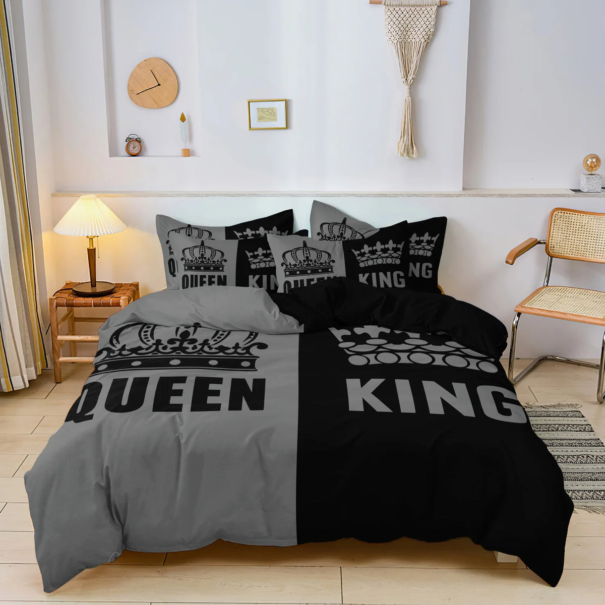 King & Queen Print Bedding Set with Duvet Cover