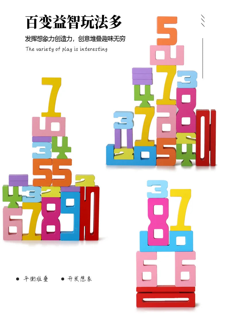 Montessori Wooden Number Puzzle - Counting & Stacking Toy for Kids