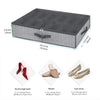 A rectangular gray under-bed shoe storage organizer with a clear window for storing single shoes.