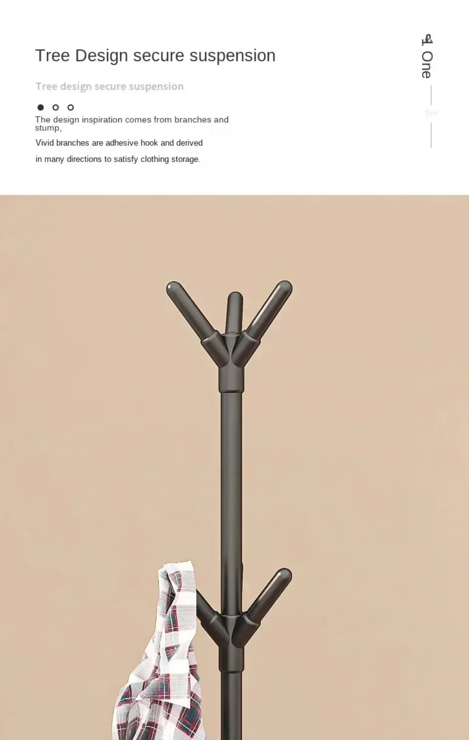 Vertical Tree Branch Coat Rack with 3 Hooks