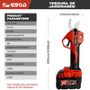 Orange cordless electric pruning shears with a 45mm cutting head and battery.