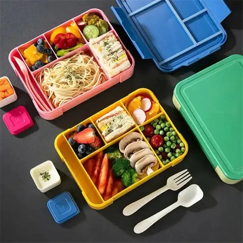 6-Compartment Bento Lunch Box with Utensils