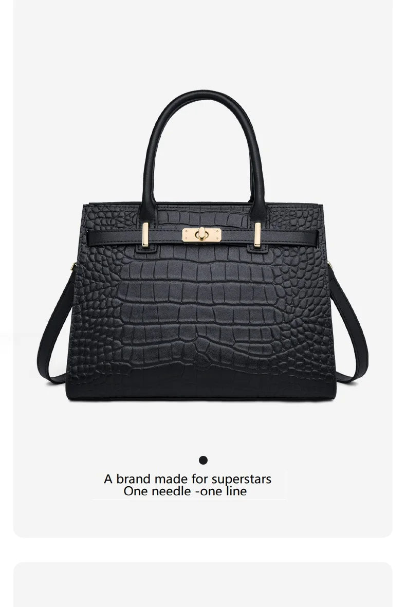 Elegant Genuine Leather Shoulder Bag for Women with Top Handle