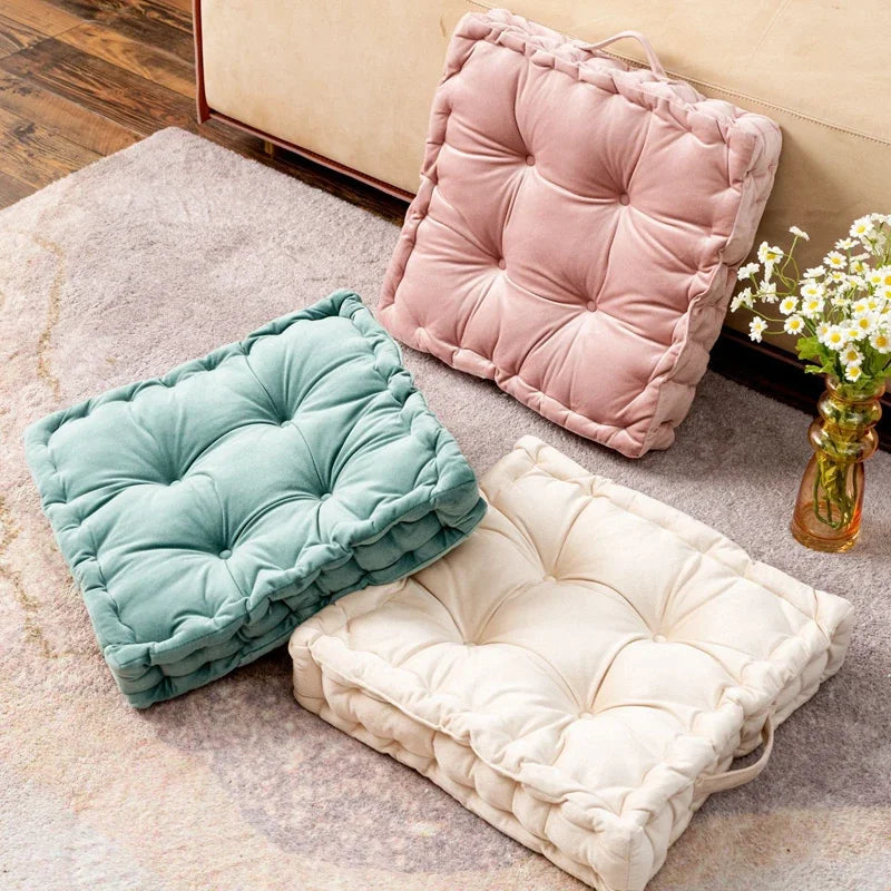 Modern Square Floor Cushion – Soft Cotton-Filled Seat Pad