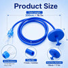 Blue silicone snorkel tube with a float disc and mouthpiece shown in various views