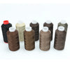 A collection of spools of heavy-duty nylon bonded thread in various shades of brown and olive green.