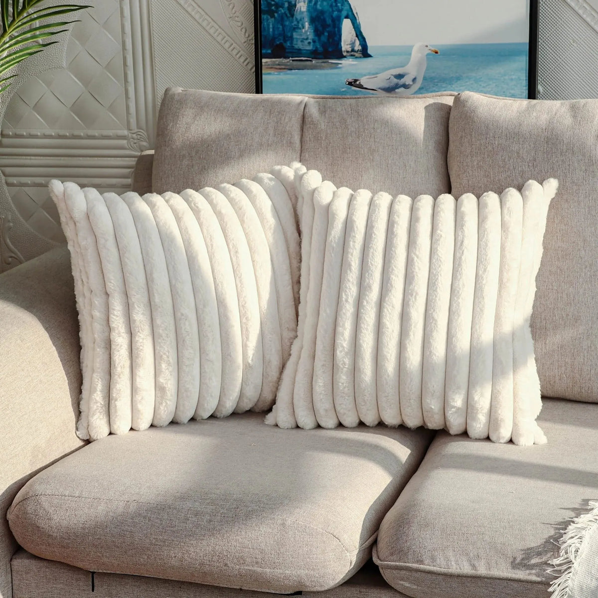 Striped Corduroy Throw Pillow Cover