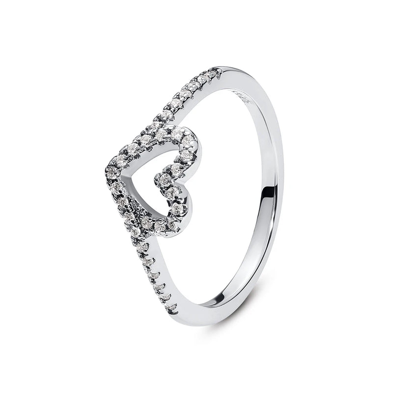 Sterling Silver Heart Ring with Cubic Zirconia