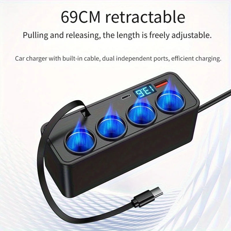 Cargador de coche USB-C retráctil de 120W