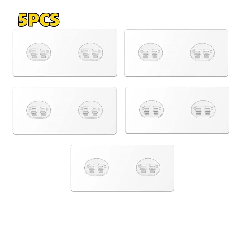 Five sets of no-drill adhesive hooks with strong grip for various applications