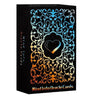 A black box of Mind Info Oracle Cards featuring intricate teal and orange floral designs.