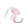 A pink mini sewing gun kit with needles and fasteners shown against a white background.