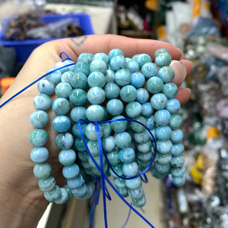 Bracelet en perles de Larimar naturel et cuivre