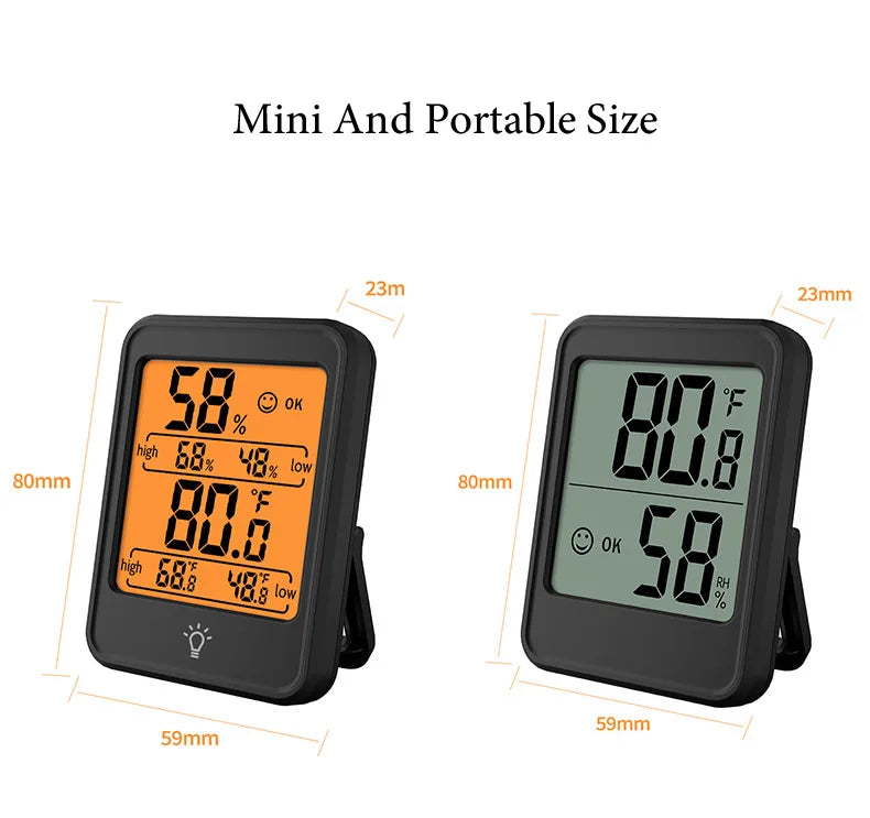 Digital Temperature and Humidity Monitor with Stand, Magnet, and Wall Mount