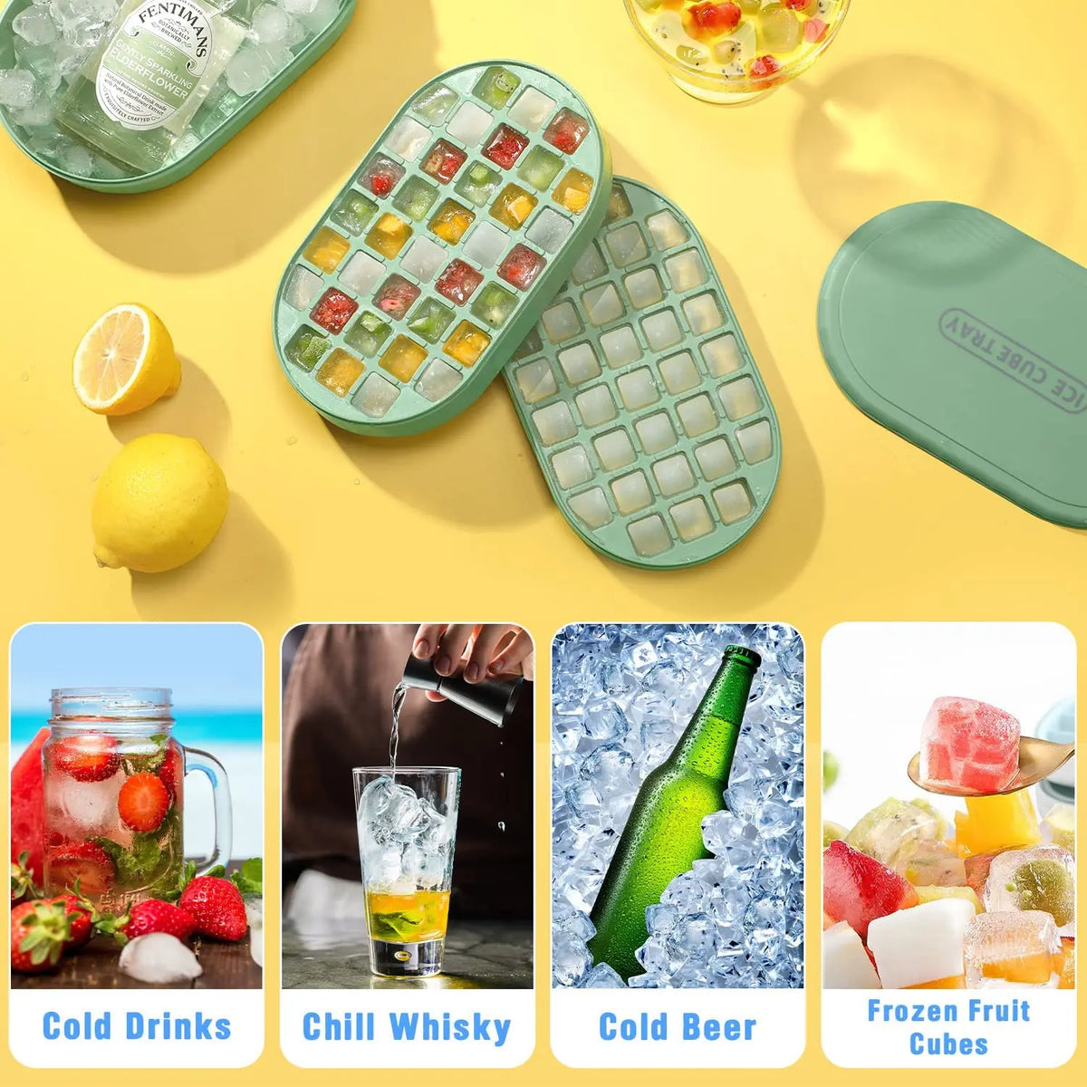 Double Layer Ice Cube Tray with Lid