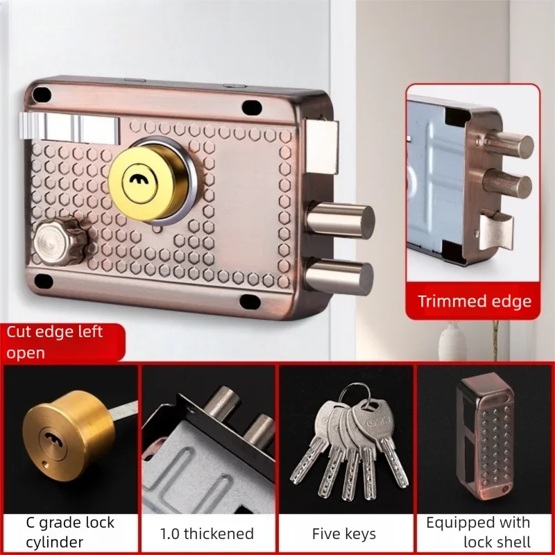 Stainless Steel Exterior Door Lock with 5 Keys