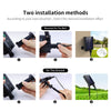 Three installation methods shown for solar powered LED string lights: mounted on the wall, on the ground, and a third option.