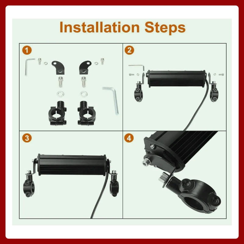 Motorcycle LED Headlight with Light Bar and On-Off Switch