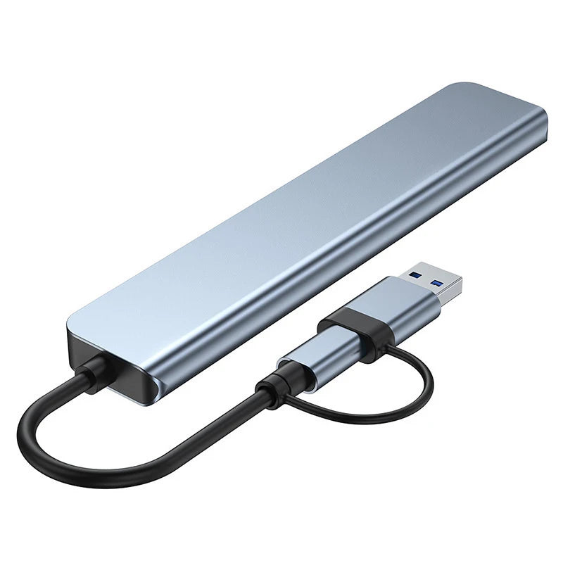 8-in-1 USB & USB-C Docking Hub with Audio Jack and Card Reader