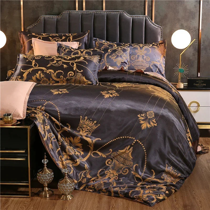 Silver Royal Luxury Duvet Cover Set with Pillowcases