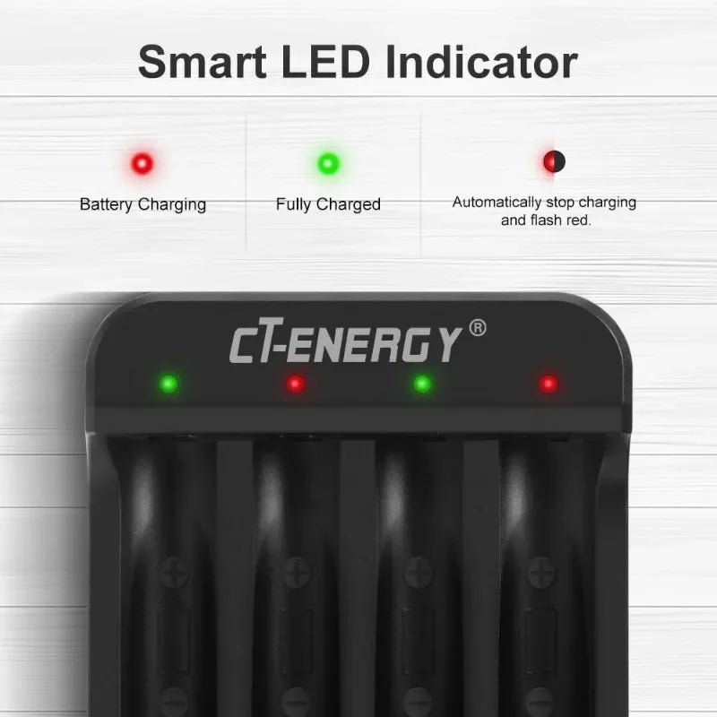 4-Slot Fast Charger for AA/AAA Lithium Batteries with LED Indicator