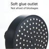 Matte black soft glue outlet shower head with multiple small holes