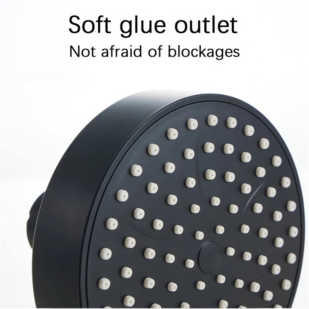 Matte black soft glue outlet shower head with multiple small holes