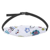 White baby car seat head and neck support pillow with a safety strap