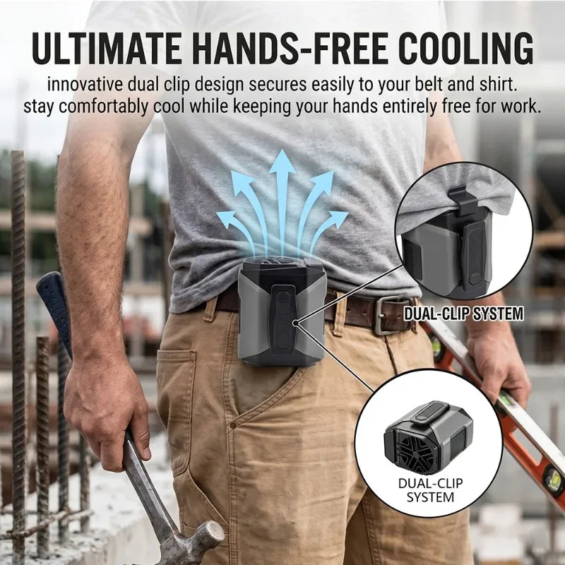 Rechargeable Waist Clip Fan with Power Bank & LED Light