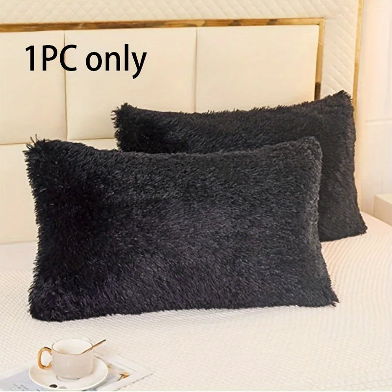 Plush Faux Fur Pillowcase with Hidden Zipper