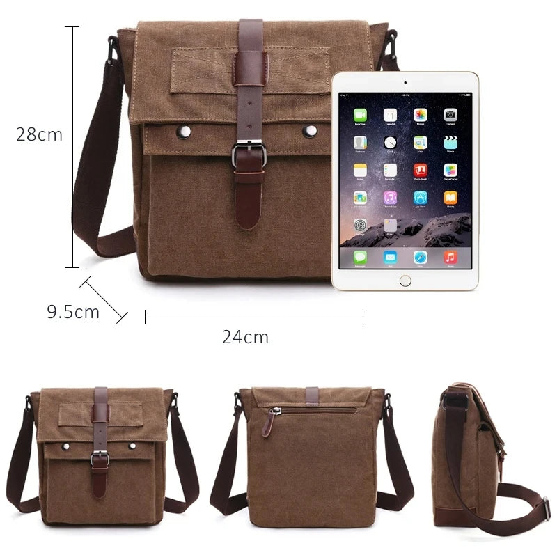 Vintage Canvas Messenger Bag for Men – Retro Crossbody Shoulder Bag