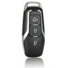 A black Ford smart key replacement shell with a silver grip and two cut blade slots.