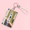 Retro Cassette Tape Card Holder with Keychain