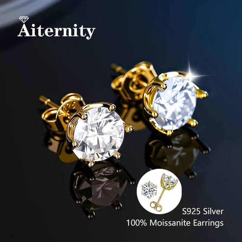 S925 Sterling Silver Moissanite Stud Earrings